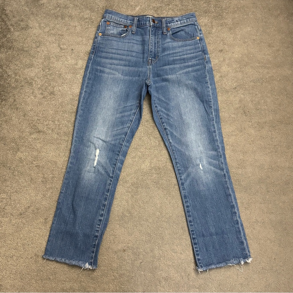 Madewell High Rise Slim Crop Boyjean Fray Hem Denim Jeans Women’s